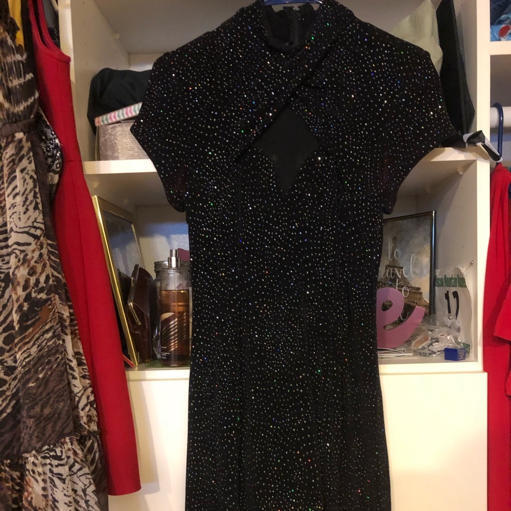 Knee length sparkly black dress!
